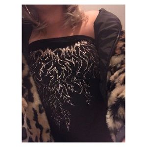 Black Tube Top With Gold Flames